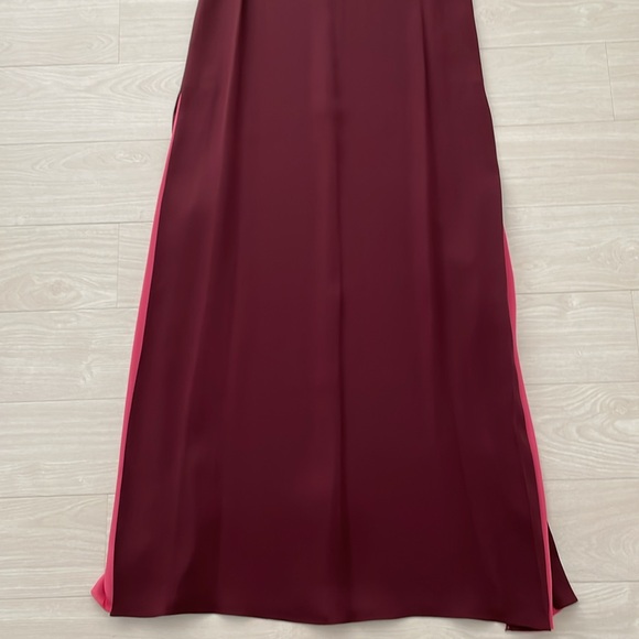 SALE! Valentino Burgundy & Pink Column Silk Maxi Dress - Picture 7 of 13